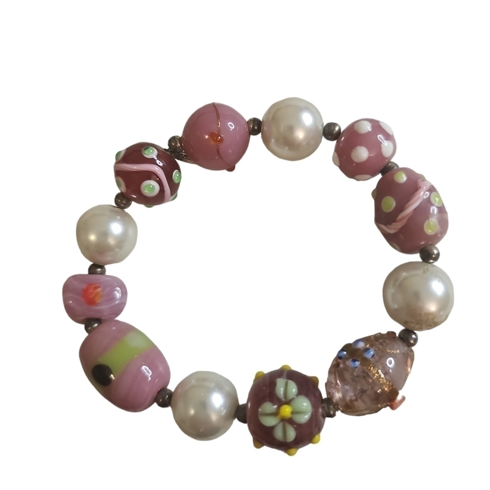 Vintage, Pastel Fiorato, Wedding Cake Bead Bracelet